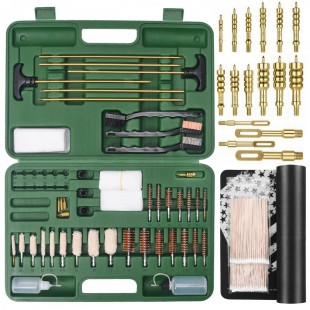 iunio Universal Gun Cleaning Kit, with Mat and Case, Full Brass Jags, Rods and Adapters, for All Guns, Rifle, Shotgun, Handgun, Pistol, Hunting, Shooting, All Caliber 