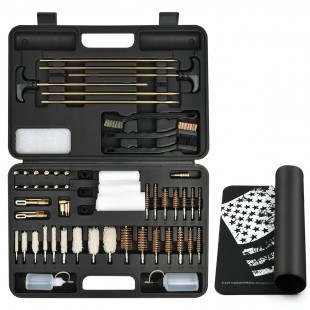 iunio Universal Gun Cleaning Kit for All Guns, Rifle, Shotgun, Handgun, Pistol, Hunting, Shooting, All Caliber, with Mat and Carrying Case - Black Upgrade