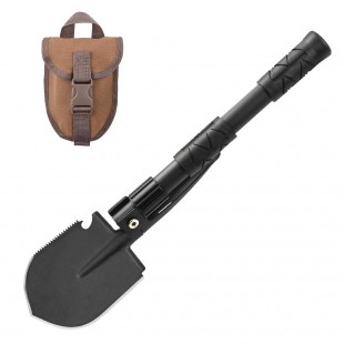 Portable Folding Shovel Pickax with Carrying Pouch All-in-1 Military Multitool Tactical Spade for Outdoor Camping Hiking Backpacking Entrenching Garden Tool