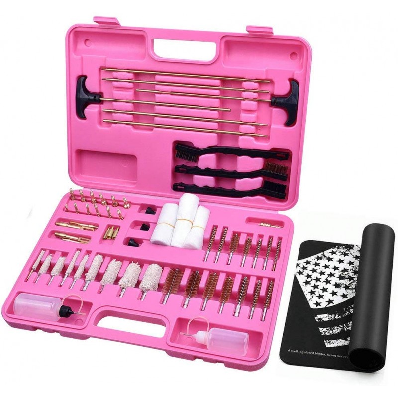 Universal Gun Cleaning Kit with Mat Carrying Case for Rifle Pistol