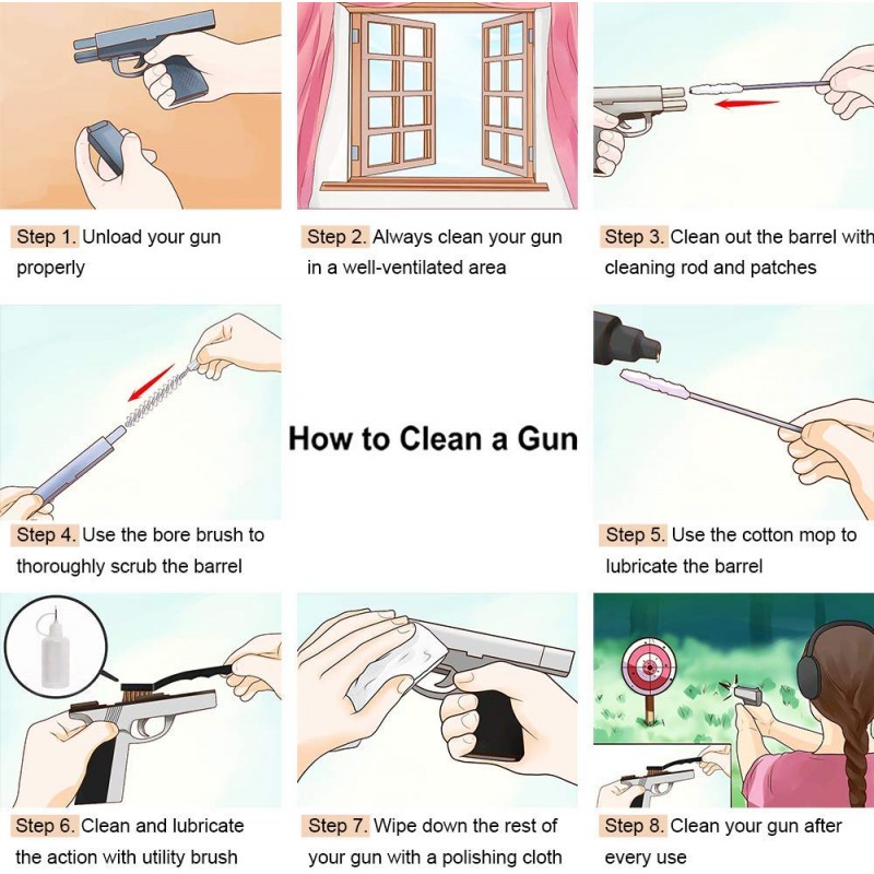 Universal Gun Cleaning Kit with Mat Carrying Case for Rifle Pistol